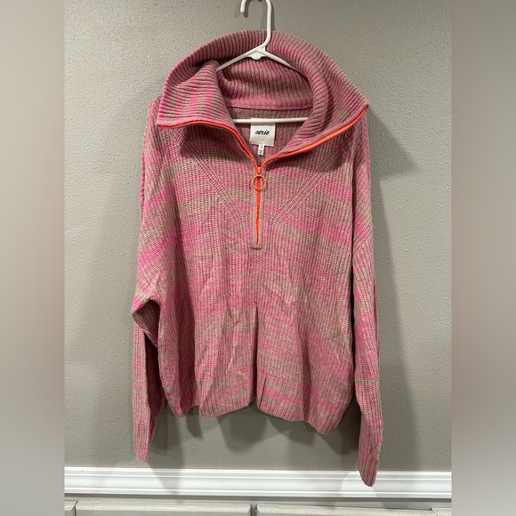 Aerie Pink And Brown Half Zip - Picture 2 of 6